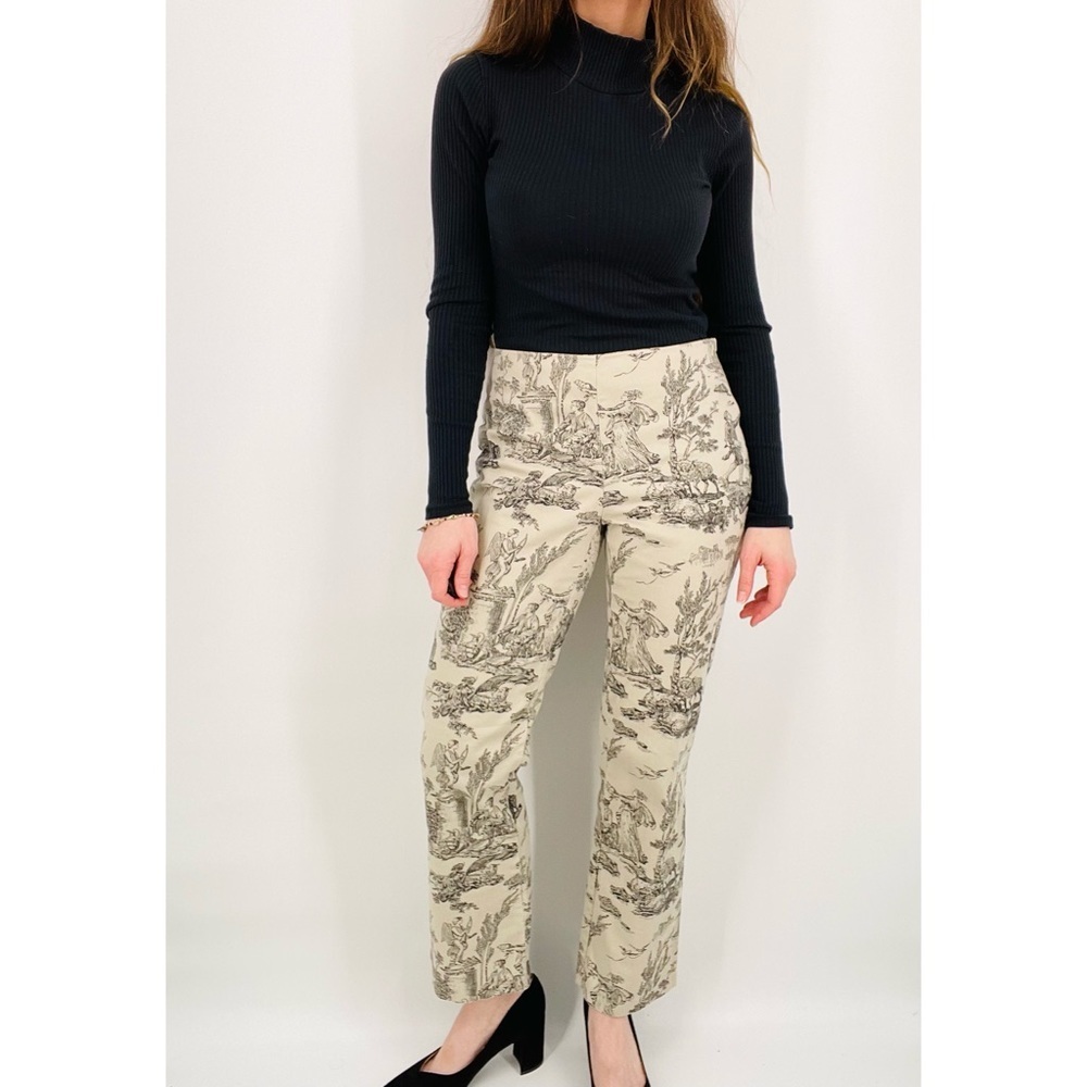 High Rise Toile de Jouy pattern pants, size 4